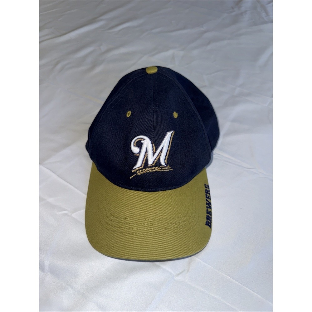 Milwaukee Brewers Hat Cap Mens One Size Blue Tan MLB Baseball